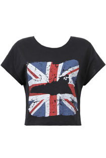 Black British Flag Cropped T-Shirts