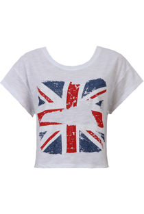 White British Flag Cropped T-Shirts
