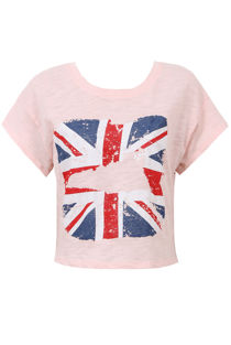 Pink British Flag Cropped T-Shirts