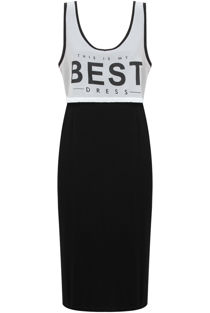 White Contrast Colour Printed Midi Dress