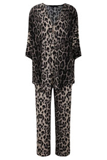Cream Leopard Printed Shirt & Trouser Set