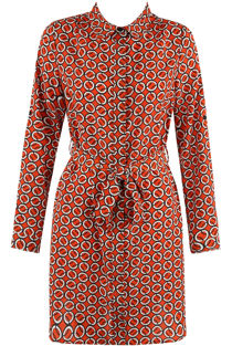 Orange Printed Tie Up Shift Dress