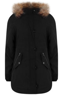 Black Cross Pockets Long Parka