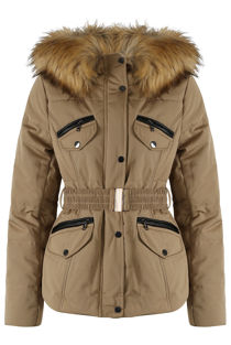 Natural Fur Hood Parka Jacket