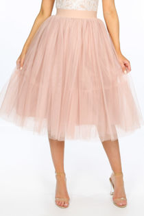 Taupe Midi Tulle Skirt