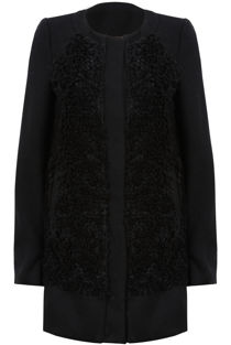 Black Mixed Pattern Shaggy Long Coat
