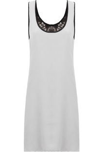 Cream Sleeveless Dress With Black Lace Underlay