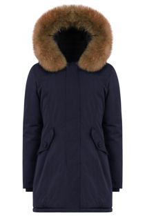 Fur Collar Parka Navy Coat