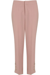 Slit Button Trim Ankle Tailored Rose Trousers