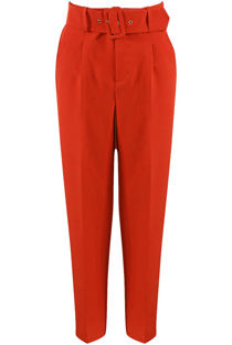 Orange Tailored Belted Pants