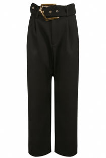Bold Golden Pin Buckle Wide Leg Trousers