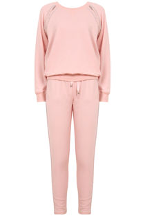 Pink Embellished Sweat Shirt & Trouser Set
