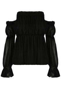 Black Bardot Empire Waist Top