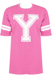 Fuchsia Y Slogan Round Neck Tees