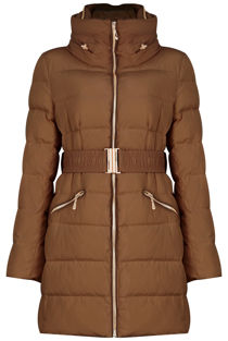 Beige Padded High Neck Puffer Jacket