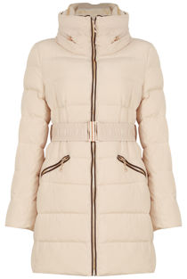  Cream Padded High Neck Puffer Jacket