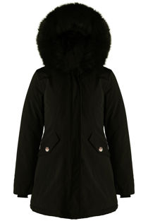 Khaki Fur Hood Canvas Parka Coats