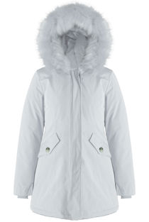 White Fur Hood Canvas Parka Coats