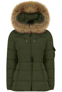 Khaki Quilted Zip Pockets Puffer Jackets