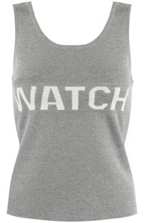 Grey Ribbed WATCH Slogan Tank Top