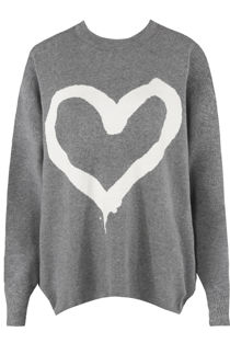 Grey Heart & NY Slogan Print Knitted Jumper
