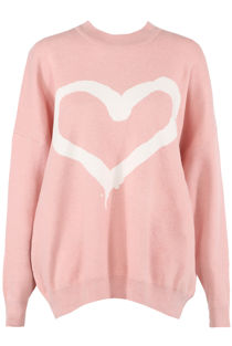 Pink Heart & NY Slogan Print Knitted Jumper