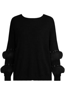 Black Pearl Fur Sleeve Knitted Jumper