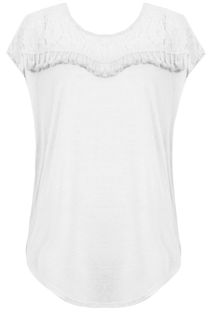 White Floral Lace Fringed Short Sleeve Tops