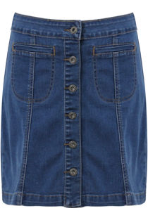 Blue Denim Front Pocket Mini Skirt