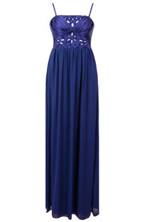 Navy Sequin Detail Pleated Maxi Dress