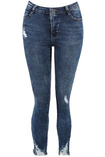 Acid Wash Frayed Ankle Grazers Jeans