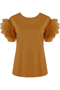 Camel Tulle Sleeve Tees 