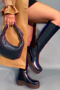 Chocolate Chunky Sole Knee High Boots