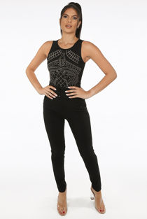 Black High Waist Button Trim Trousers