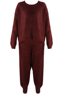Wine Melange Knitted Jumper & Jogger Loungewear