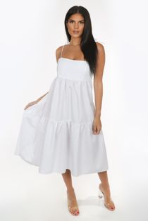 White Tie Shoulder Midi Dress