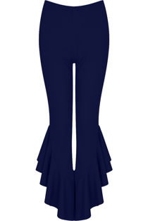 Fitted Crepe Draped Frill Hem Trouser In Royal