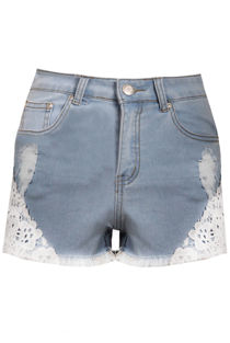 Crochet Detail Denim Shorts