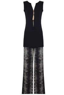 Navy Zip Detail Top & Snake Print Loungewear Set