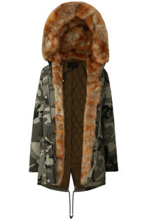 Camouflage Golden Layer Fur Parka Coat