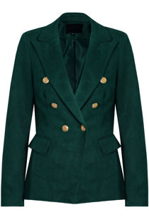 Green Suede Golden Button Double Breast Blazer