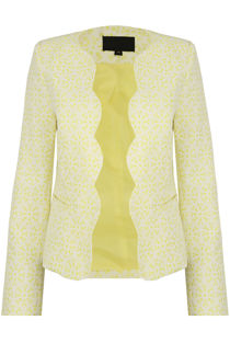Yellow Floral Print Side Pocketed Blazer 