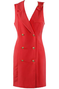Red Ring Shoulder Sleeveless Blazer Dress
