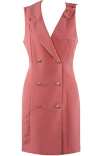 Ring Shoulder Sleeveless Blazer Dress in Pink
