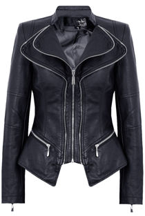 Navy Double Collar Silver Zip Up Jacket
