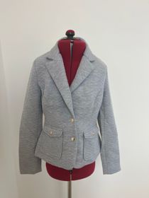 Grey Textured Double Pocketed Blazer