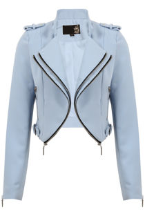 Powder Blue Double Zip Detail Smart Fit Jacket