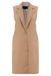 Camel Tailored Double Breast Gilet Coats
