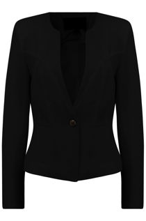 Black Paneled Collarless Blazers