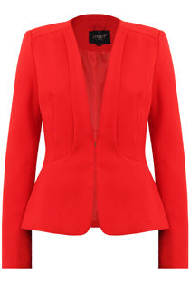 Red Front Hook Up Long Sleeve Blazer